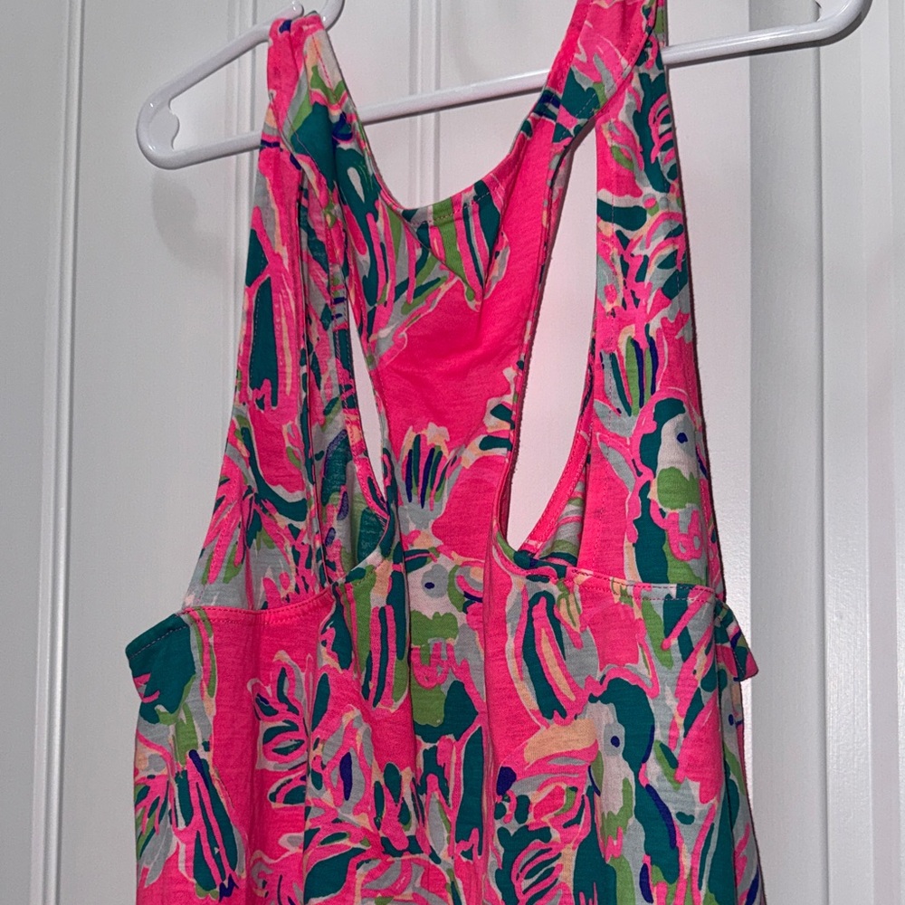 Lilly Pulitzer Pink Parrot Racerback Tank Top Size M Tropical Resort Summer - Picture 3 of 4